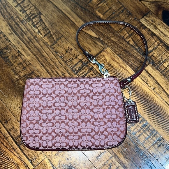 Coach Maroon/Purple Signature Logo Wristlet - Picture 3 of 8